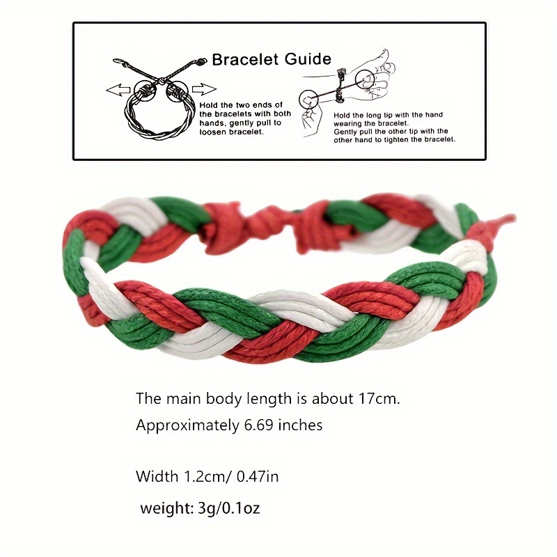 Boho Friendship Bracelet Red Green Wax Thread Style